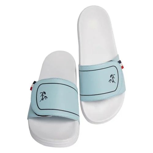Simsan Sky Blue Velcro Style Solid Sliders For Men