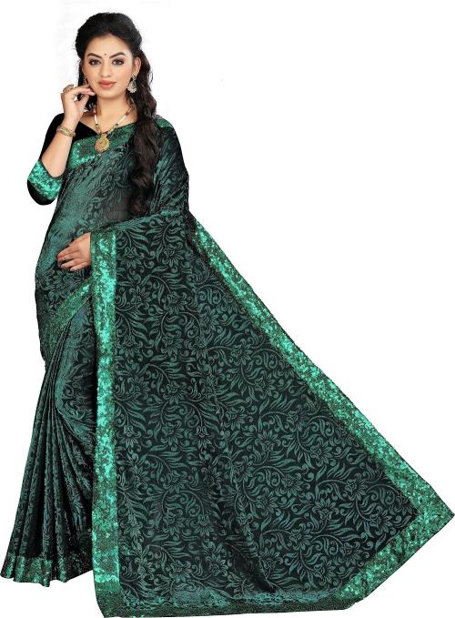 RAMIV VASTRA GOTI'S Women's Latest Designer Green Saree With Unstitched Blouse Peice