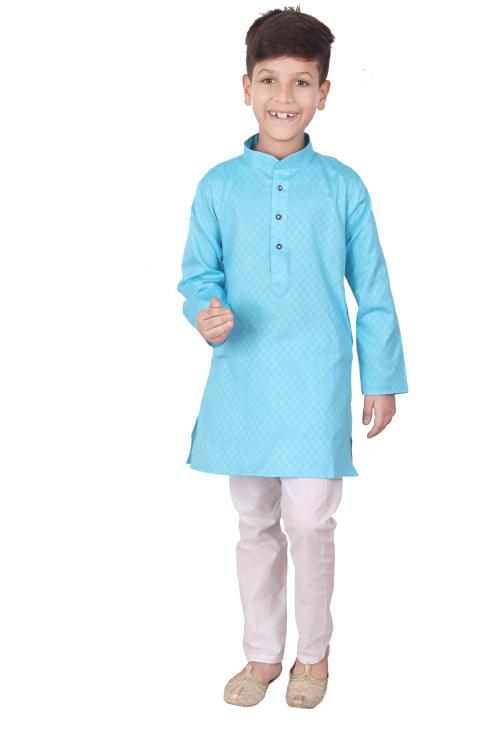 Pro-Ethic Style Developer Boys Firozi Full Sleeves Cotton Kurta Pajama Set