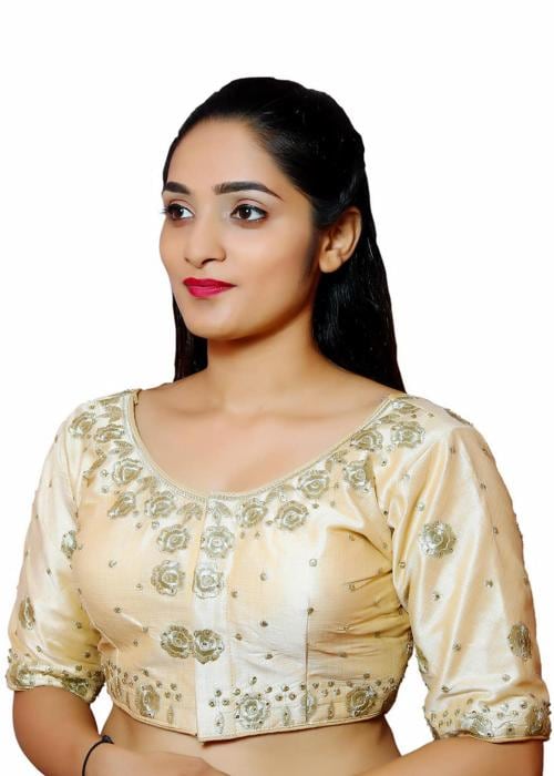 Neonshy Women Golden Readymade Saree Blouse