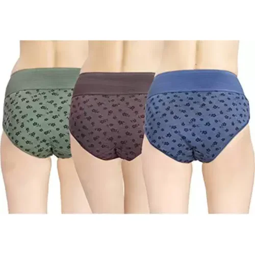 ARLA APPAREL Pack Of 3 Women Cotton Multicolor Printed Brief Underwear Brief Panty M
