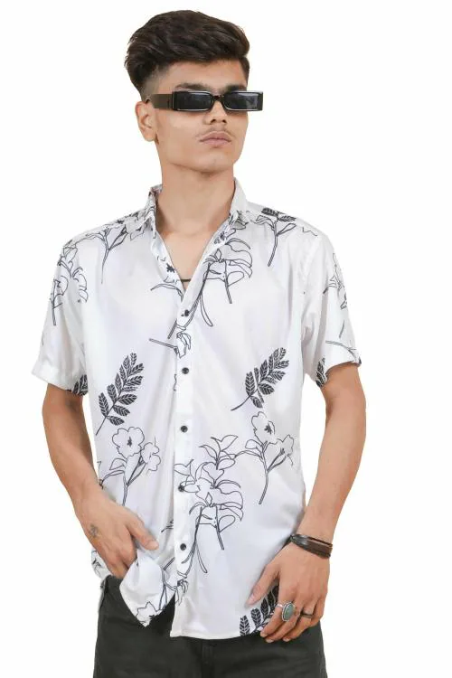 ELVIRE Shirt Shirt Men Short Sleeve Beach Shirts Men Summer Holiday Vacation Clothing-L