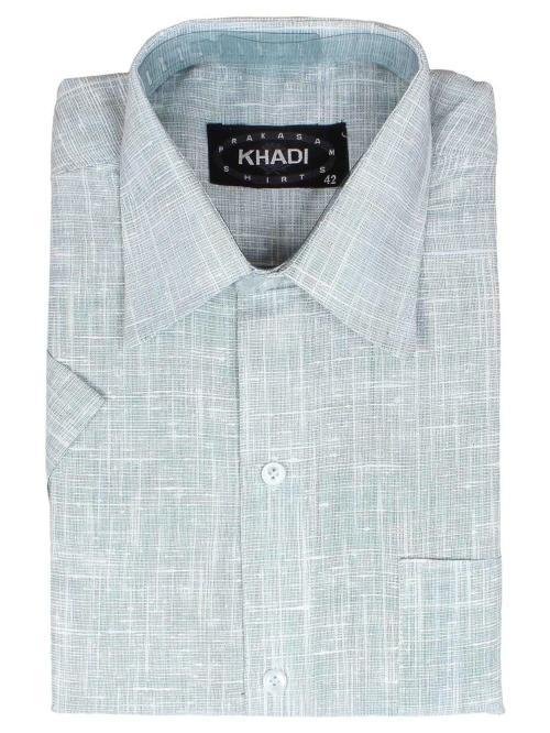 PRAKASAM COTTON Mens Formal kattary Blue Half Sleeve Shirt