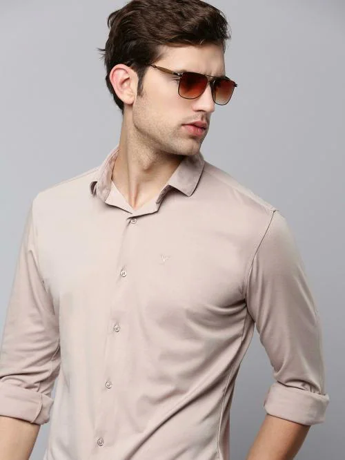 SHOW OFF Men's Nude Solid Cotton Shirts