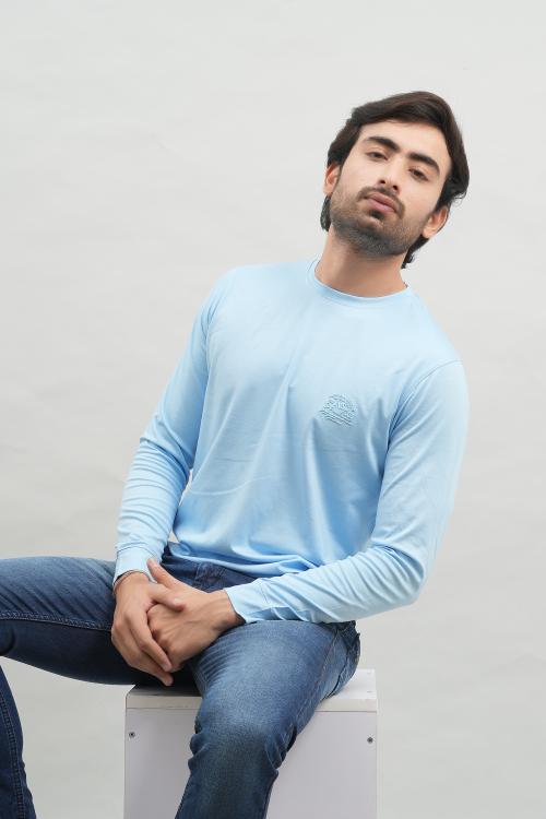 Simple And Attractive Sky Blue Colour T-Shirt For Men By Code16