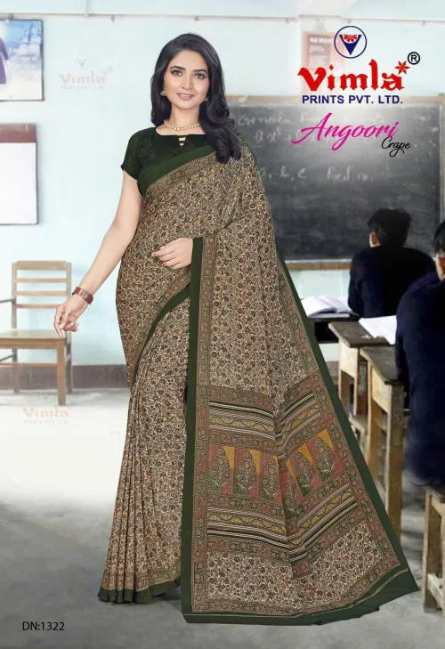 Buy Uniform Unicorn Womens Printed Crepe Silk Saree Green Online at ...