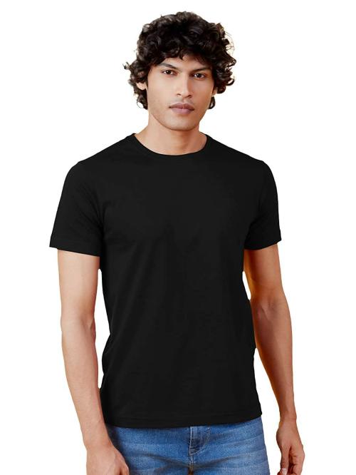 The Souled Store Men Black Solid Cotton T-Shirts (2Xs)