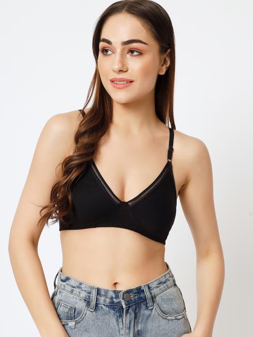 Mesua Ferrea Women's Non Padded Seamless Full Coverage T-Shirt Bra-Black