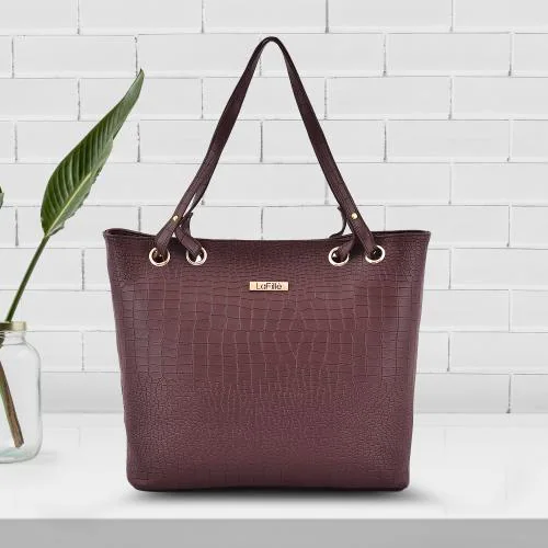 LaFille Croco Textured Women's Shouler Bag | Ladies Purse | Tote Bag - DGN298BN