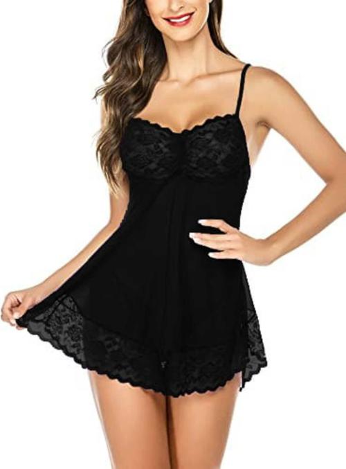 Ladysta woman Baby Doll nighty free size Black
