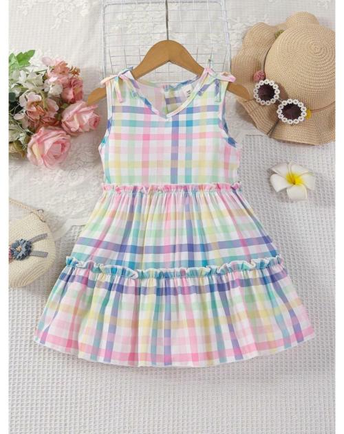 Tior Girls checks Printed Sleeveless Dress| Dresses | Kids Wear | Girls Dress | Kids Dress | Frock | Frock Girls | Girls Frock | Dresses For Girls | Kids Girl Dress | Frock For Girls | Dress For Girls | Kids Wear Girls