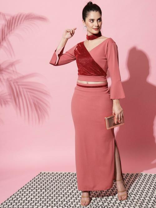 Buy BhartiTrend Women Two Piece Dress Pink Dress Online at Best Prices