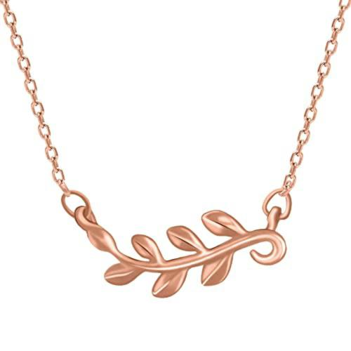 Giva Sterling Silver Rose Gold Minimal Leaf Pendant For Women