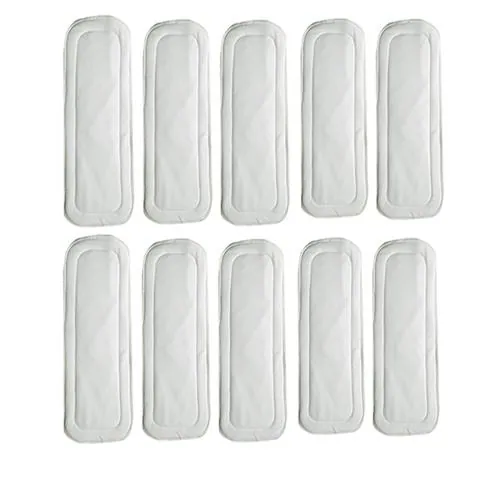 feelitson Unisex Baby Diaper Insert Pad Reusable & Washable 5 Layer White (Pack of 10)