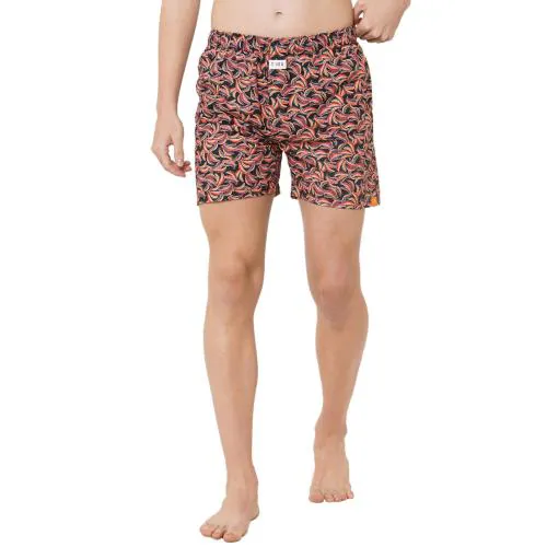 Evolove T-Rex Men Black Cotton Boxer Shorts (L)