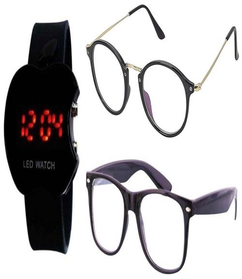 Y&S Unisex Sunglasses for Men And Women with Led Digital Wrist Watch Combo ( YS2107-RisiClear-WayClr-Led )