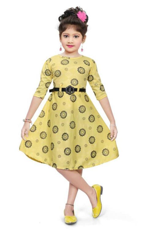 Sagun Dresses Baby Girls Yellow Floral A-Line Frock (6-12 M)|Kids Wear|Girls Frock|Kids Party Wear|Clothing Accessories|Baby Girls|Dresses|Frock|