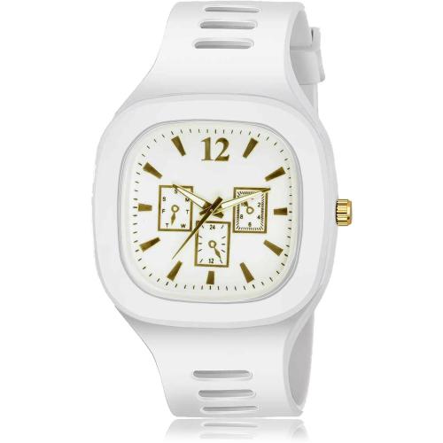NEUTRON Best Party Wedding casual square White Colour Analog Plastic Belt Watch For Boys And Men - BC49