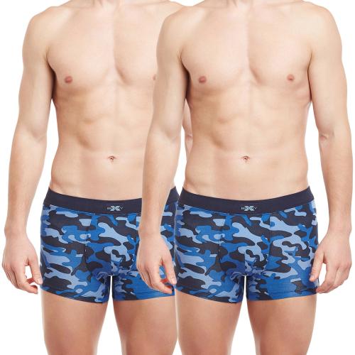 BodyX Men's Underwear Shuffle IntelliSoft Antimicrobial Micro Modal Trunk (Pack of 2)