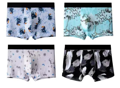 LAK 18 Printed Cotton Extra-Thin Ice Silk Elasticity Best Fitting Boxer Brief Shorts Pants/Underwear for Men (Pack of 4) (Multicolor & Multi Print) - XL