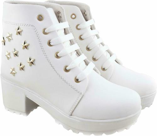 HimQuen White Boots for Women
