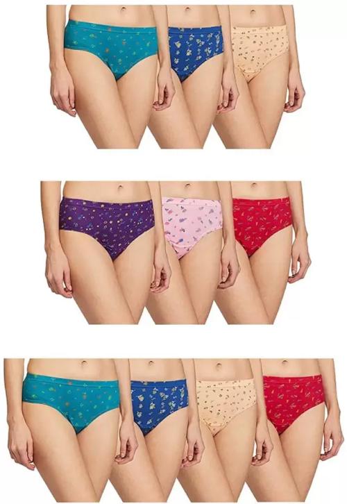DOOZIE LOVEPLUS FASHIONABLE PRINTED WOMEN'S AND GIRL'S HIPSTER PANTIES BRIEFS UNDERWEAR IN COTTON BLEND COMBO PACK OF 10 MULTICOLOR LADIES INNERWEAR_Size{XXL}