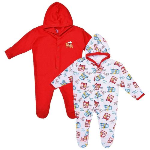 Babyneeds Baby Boys and Girls Red Cotton (Pack of 2) Sleep Suit