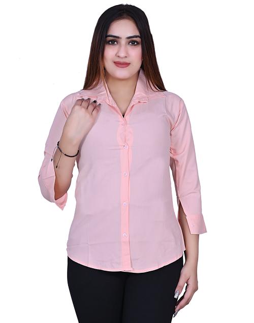 Soften Woman Formal Cotton Shirt (Light Pink)