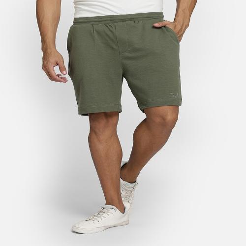 Buy Aazing London Men's Green Solid Pure Cotton Sports Shorts Online at