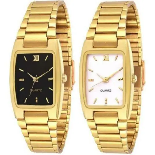 WATCHVERSE New Generation Stylish Model Quarts Watch Razyloo Designer Analog Watch - For Men & Women 07869 Black Dial Golden Chain Watch - For Men