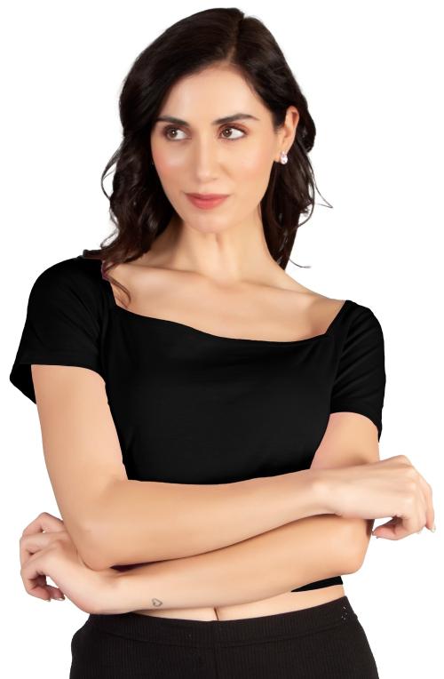 AD2CART A4114 Women Tv oval Neck Cap Sleeve Crop Top