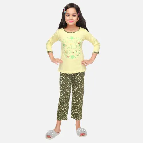 Coolio Girl's Multicolor Printed Pure Cotton T-Shirt Pant Set|Sets|Girl