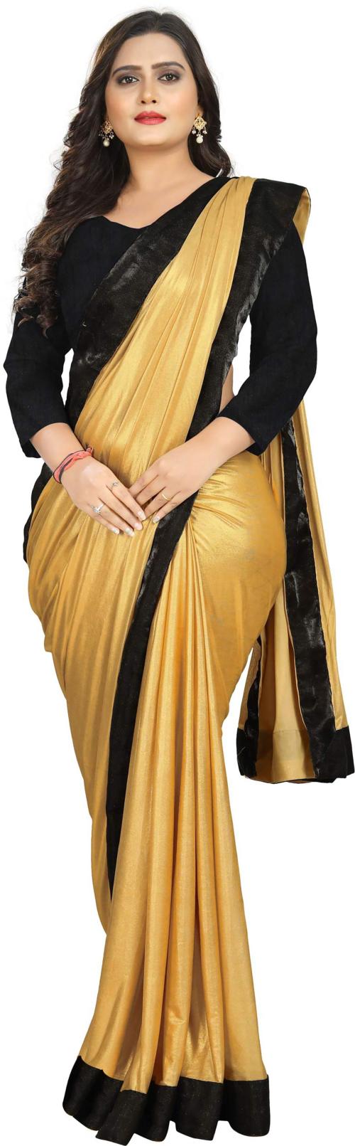 Harpita Women Silver Embellished Lycra Blend Bollywood Saree