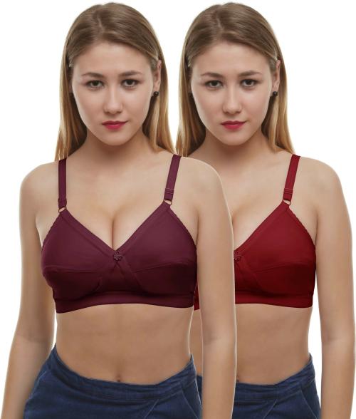 Madam Women Multicolor Non Padded Bra 34D (Pack of - 2)
