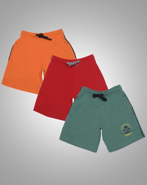 Buy Dollar Champion Kids Cotton Regular Fit Assorted Pack of 3 Bermuda