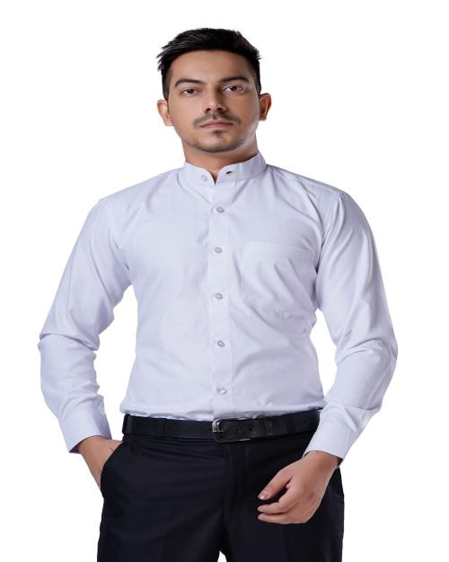 Charcoal Fashion White Regular Semi Fit plain Formal Shirt for mens