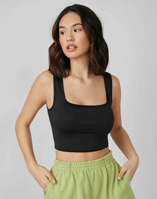 krishnafit Women Black Solid Cotton Blend Top