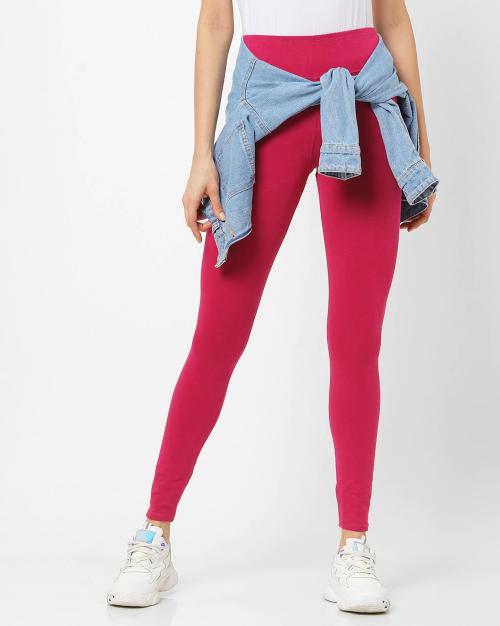 Adorna Ankle Length Western Wear Leggings ( Magenta )