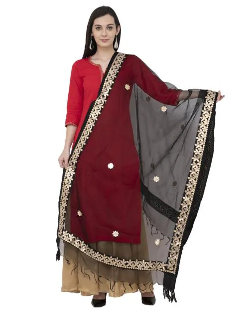 A R Silk Orgenza Gota patti Fancy Dupatta Color Black Dupatta/Chunni