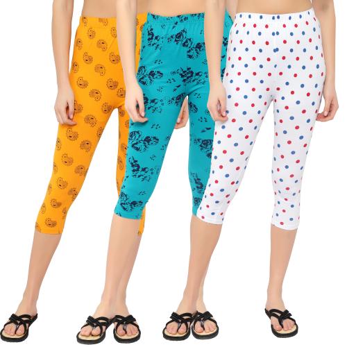 Capri for Women | Printed Capri for Girls | 3/4th Pants for Women | Cotton Lycra Capri Women | 3/4 Leggings for Women | Three Fourth Pants for Women