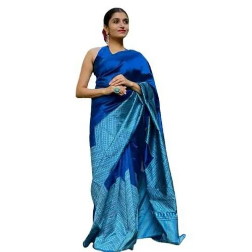 Darshan Enterprise Sky Blue Pure Banarasi Silk Saree