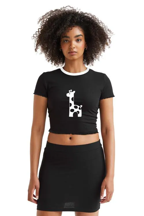 Eddlees Korean crop tops for women with frill edge | M-Black