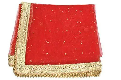 Wedding & Bridal Dupatta Store Women Red Embroidered Dupatta