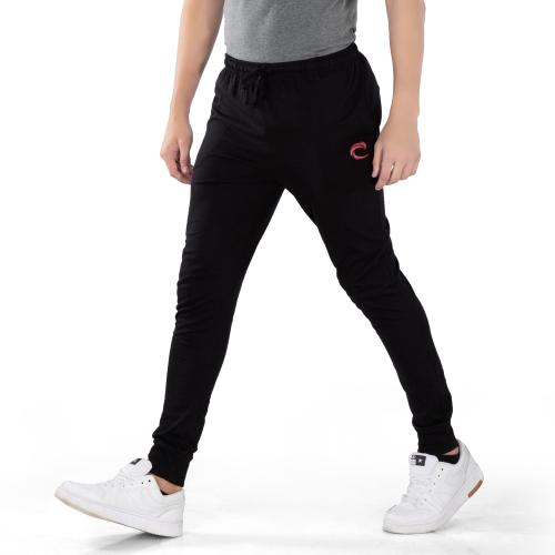 Chromozome Men Black Solid Cotton Blend Track Pants