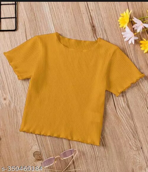 PEARL N VERA NEW FANCY CROP TOP FOR GIRLS-76-Size-7-8Years-Colour-Mustard