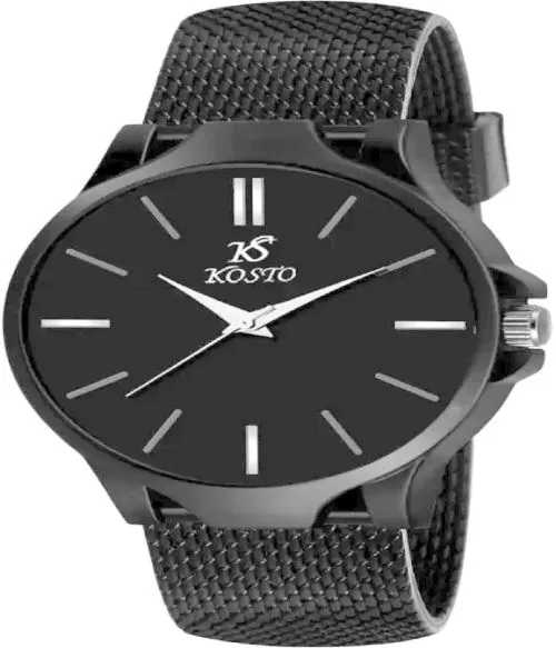 Kosto Mesh Strap All Black Avatar Quartz Analog Watch l Black Strap l Casual Watch For Men