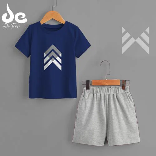 DE TEES BOYS PRINTED HALF SLEEVE TSHIRT AND SHORTS 160GSM