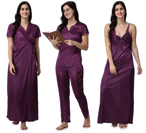 THUMKA Purple Nighty Set / Sleepwear / Dress sett| Sexy Nighty| Hot Nighty Maxi for Women| Active