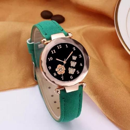 stojira Attractive New collection Stylish Green Leather Strap Girls Fashion wrist Analog Watch - For Women