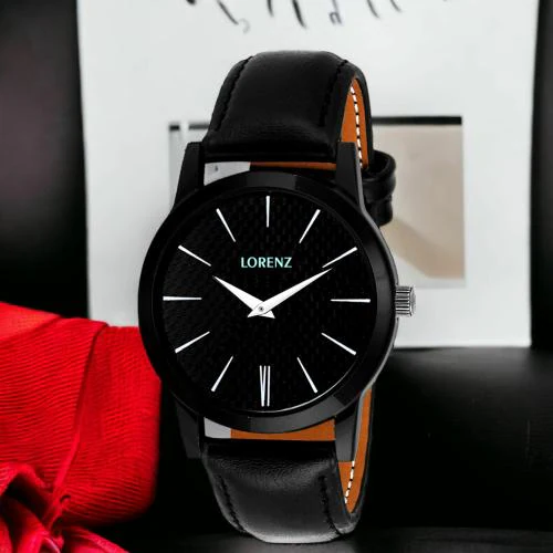 LORENZ Black Dial Slim Men's Watch